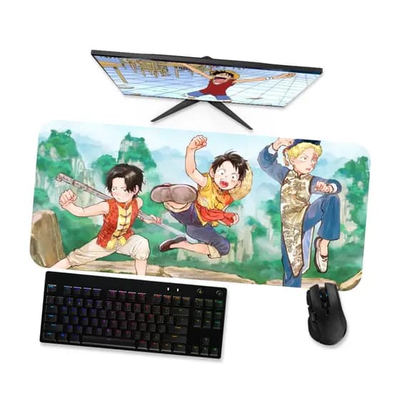 Mouse Pad Gamer Grande  One Piece  Ace Luffy Sabo 2  90x40 80x40 60x40 70x30 45x40