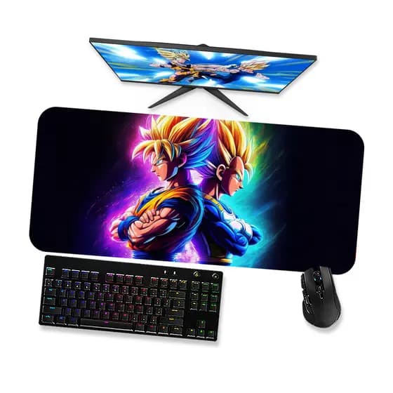 Mouse Pad Gamer Grande  Dragon Ball Goku e Vegeta 1  90x40 80x40 60x40 70x30 45x40