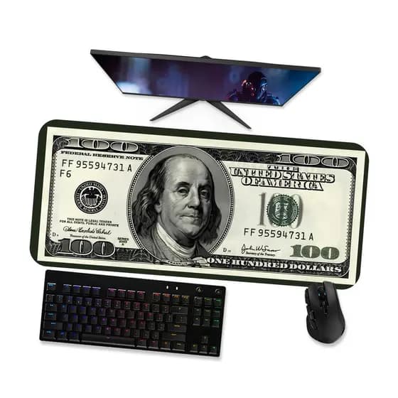 Mouse Pad Gamer Grande  Nota Dollar Americano 1  90x40 80x40 60x40 70x30 45x40