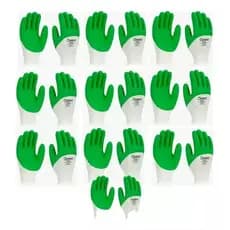 12 Pares de Luva Tricotada Com Banho, Janela Em Latex, Verde, Tam 10 GG