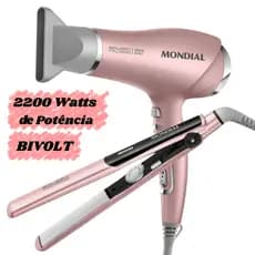 Kit Secador + Chapinha Golden Rose Line Mondial BIVOLT Com TOURMALINE ION
