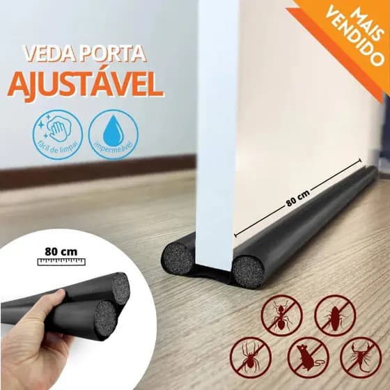 Veda Porta Protetor Rolinho Ajustável Impermeável 80cm Sem Costura Bemprat