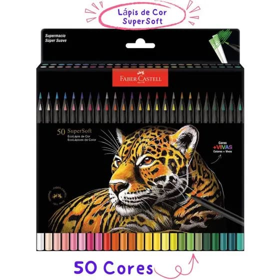 Lápis De Cor Ecolápis Supersoft 50 Cores Redondo Faber-Castell