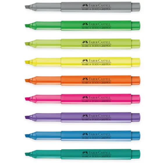 Caneta Marca Texto Cores Neon + 3 Cores Novas Faber-Castell Grifpen
