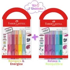 Kit Marca Texto 5 Cores Revigora Energiza/Relaxa Reequilibra Cheirinho Faber-Castell