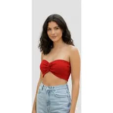 Top Faixa Cropped Anarruga Feminino Tomara Que Caia Nó Moda Blogueira Sem Alça