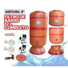Filtro de Barro 12 Litros (6+6) Original MULTIPARTES Completo com 2 Velas de Carvão Ativado e 2 Boias – Alta Filtragem