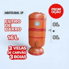 Filtro de Barro 16L Completo – 3 Velas de Carvão Ativado + 3 Boias