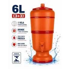Filtro de Barro 6L (3+3) Completo com Vela Purificadora e Selo Inmetro | Água Fresca Todos os Dias