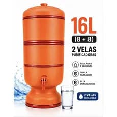 Filtro de Barro 16L (8+8) 2 Velas Purificadoras Água Natural Fresca Inmetro