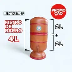 Filtro de Barro Premium 4L (2+2) Completo – 1 Vela de Carvão Ativado + 1 Boia – Água Pura e Saúde Garantida