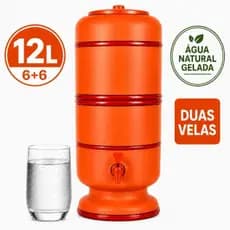 Filtro de Barro Purificador 12 Litros (6+6) com 2 Velas Purificadoras Água Natural e Fresca