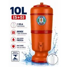 Filtro de Barro 10 Litros (5+5) com Vela Purificadora, Bóia Dosadora e Selo Inmetro