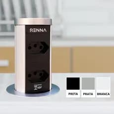 Torre de Tomadas Automática Embutir Bancada Multiplug Retrátil Mesa 2 Tomadas Escritório Branca Prata Preta