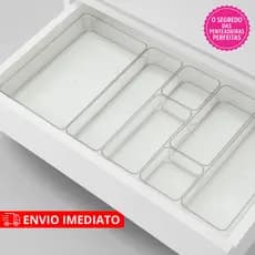 Conjunto 7 Organizadores Multiuso para Gavetas Armário Geladeiras Potes Acrílico Organizador Maquiagem