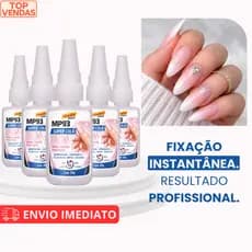 Cola Instantânea 20g Unha Postiça Fibra e Pedrarias Bico Fino Fácil Aplicação Uso Geral Mundial Prime