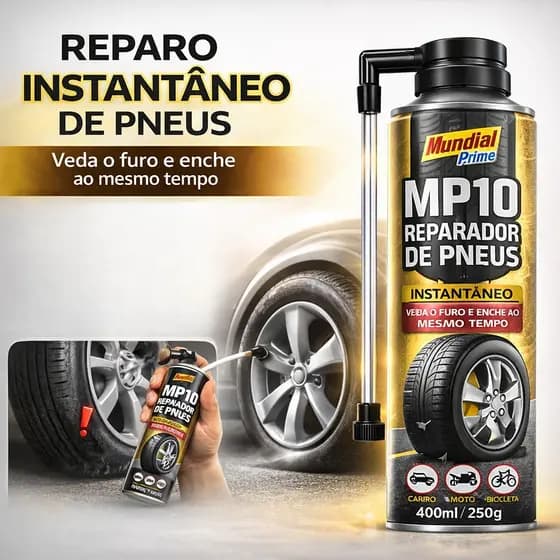 Reparador De Pneus Spray Instantâneo Reparo Furo de Pneu Conserto Rápido Emergencial 400ml Mundial Prime 400ml 250g