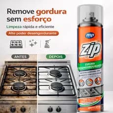 Kit 2 Desengordurante Spray Espuma Zip Clean Limpeza Pesada Cozinha 300ml Limpa Fogão Panelas Alumínios Remove Gordura