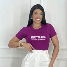 Blusa Feminina T-shirt Basica Gola Redonda Blusinha Profissão - Fisioterapia