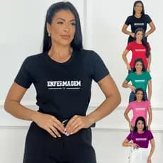 Camiseta T-shirt Feminina Enfermagem 100% Algodão Blusa Manga Curta Estilosa Envio Rápido