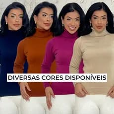 Blusa Tricô Modal Feminina Manga Longa Cacharrel Tricot Gola Alta Inverno Frio Moda Blogueira