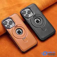 Luxo Negócios Couro Do Plutônio Anel Magnético Suporte Caso Para iPhone Air 17 16 15 14 13 12 11 Pro Max