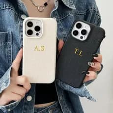 Luxo Lichia Padrão Couro Duro Personalizado Nome Caso Para iPhone 16 15 14 13 12 11 Pro Max