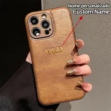 Capa De Couro Clássica Com Nome Personalizado Para iPhone Air 17 16 15 14 13 12 11 Pro Max Gravada DIY