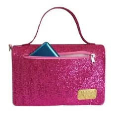 Capa para Bíblia com Alça Zíper e Bolso Externo Média com Brilho Glitter - Número 11