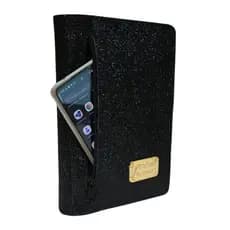 Capa com Brilho para Bíblia Média com Zíper e Bolso Externo Glitter - Feminina Número 11 - Preta