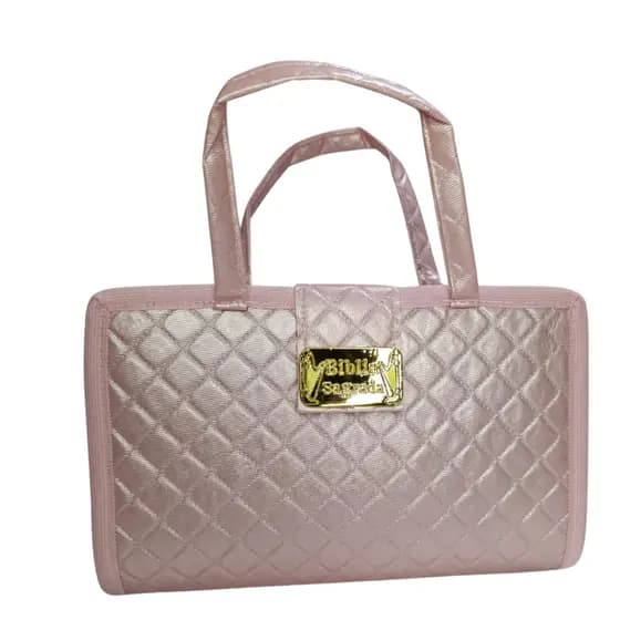Bolsa Capa para Bíblia Feminina Média com Alça de Mão e Fechamento com Botão Magnético Croco N° 11
