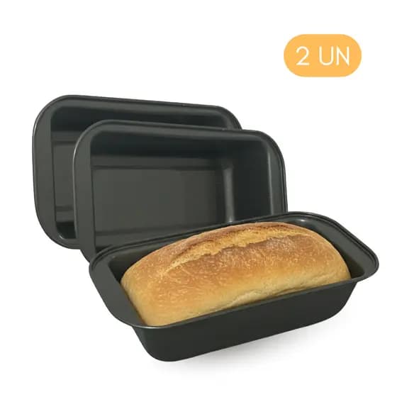 Forma Assadeira de Pão e Bolo Retangular Antiaterante - 02 unidades