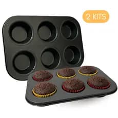 Kit 02 Forma Pão de Queijo/Cupcake 6 cavidades Antiaderente Fácil de Desenformar