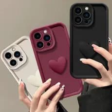 INS 3D Amor Coração Silicone Caso Para iPhone Air 17 16 15 14 13 12 11 Pro Max Simples À Prova De Choque