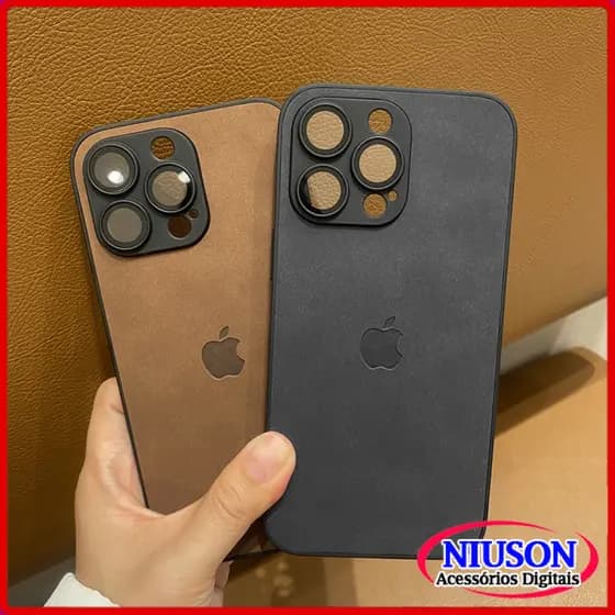 Capa De Couro Anti-Queda Para Prevenção De Impressões Digitais Adequada iPhone 16 15 14 13 12 11 Pro Max Com Proteção De