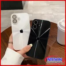 Capa De Telefone Luxuosa De Cor Sólida A Laser Para iPhone 16 15 14 13 12 11 Pro Max