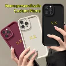 Nome Personalizado 3D Gravado Iniciais Letras Caso DIY Para iPhone Air 17 16 15 14 13 12 11 Pro Max