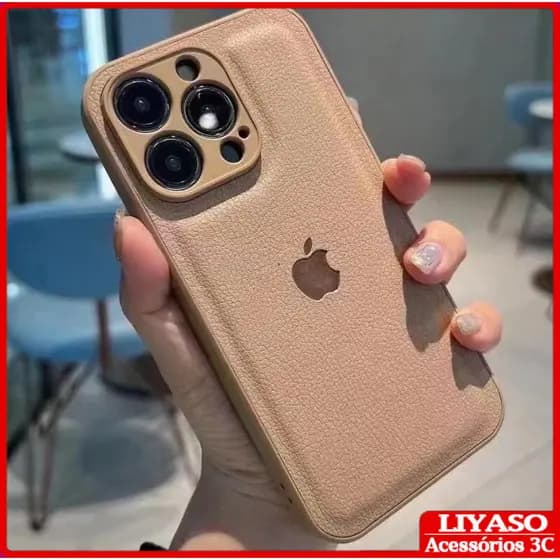 Capa De Silicone De Couro PU De Cor Sólida Para iPhone 17 16 15 14 13 12 11 Pro Max Protetor De Câmera Completo
