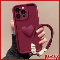 Luxo 3D Amor Coração Fosco Macio Cordão Corda Caso Para iPhone Ar 17 16 15 14 13 12 11 Pro Max