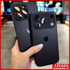 Capa Luxuosa De Acrílico De Titânio Para iPhone 17 16 15 14 13 12 11 Pro Max Com Filme De Lente Proteção Total