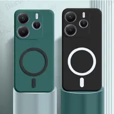 Para Redmi Note 14 4G 5G Doce Cor Macio TPU Preto Escudo Protetor À Prova De Choque Capa Traseira Com Adesivo Magnético