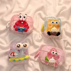 Bonito Dos Desenhos Animados 3D Bob Esponja Caso Para AirPods Pro3 Capa Protetora Compatível Apple 1 2 3 4 Pro Pro2 Fone