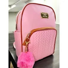 Mochila feminina Com Bolsos Laterais Escolar Casual & Acompanha Pompom