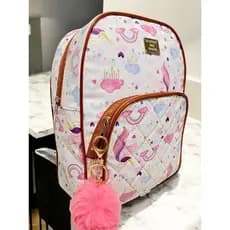 Mochila Maternidade Mediana Casual Escolar ou Cresse Menino Menina Acompanha Pompom