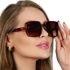 Óculos de Sol Feminino Em Alta Moda Fashion Blogueira Quadrado Moderno Original Proteção UV
