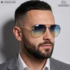 Óculos de Sol Escuro Aviador Clássico Masculino Proteção UV400 Moderno