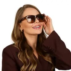 Óculos de Sol Escuro Feminino Moderno Quadrado Grande  Proteção UV Blogueira Elegante + Case