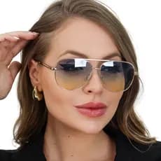 Óculos Feminino Geométrico Tendencia Com Proteção Uv400