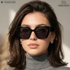 Óculos de Sol Feminino Karina Gatinho Quadrado Blogueira UV400 Acetato Italiano Premium Doha