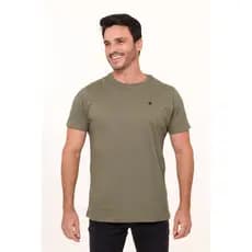 Camiseta Blusa Masculina Algodão Premium Casual Slim Lisa Verde Oliva Camisa Gola Redonda Costura Reforçada